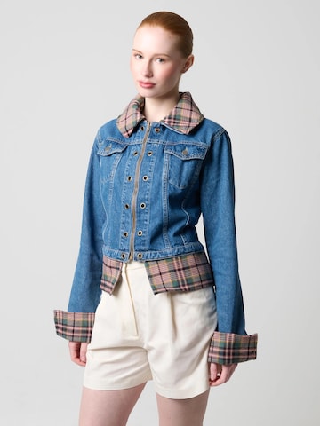 Fenice Übergangsjacke 'Urban Plaid Denim'‌‌‌‌‌‌‌‌‌‌ in Grün