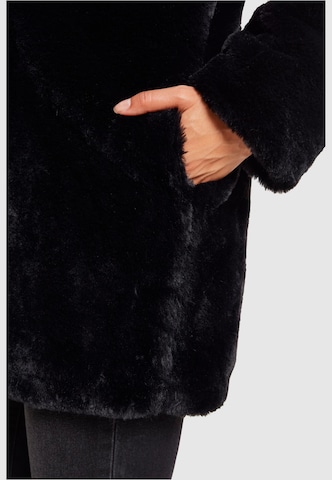 Urban Classics Prechodný kabát ' Ladies Hooded Teddy Coat ' - Čierna