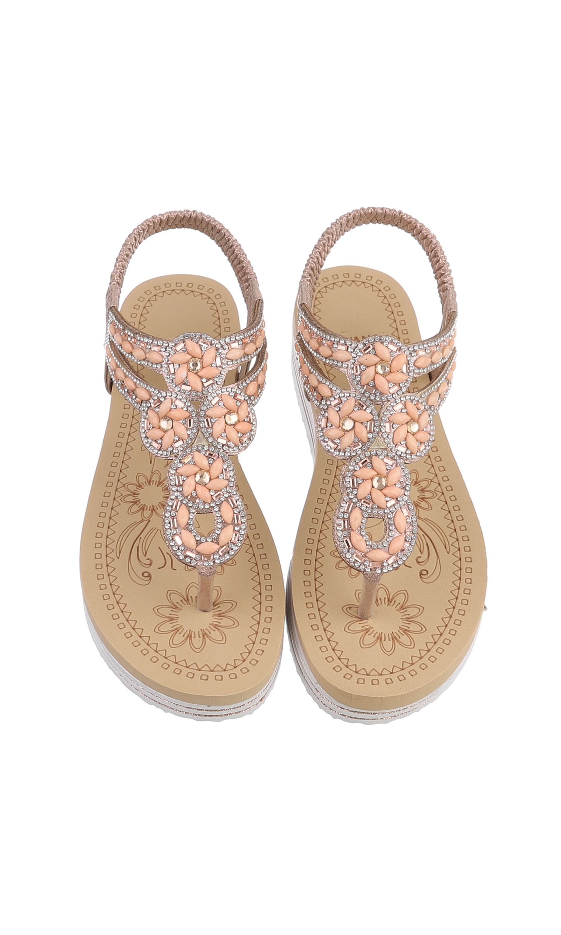 Ital-Design T-Bar Sandals in Beige