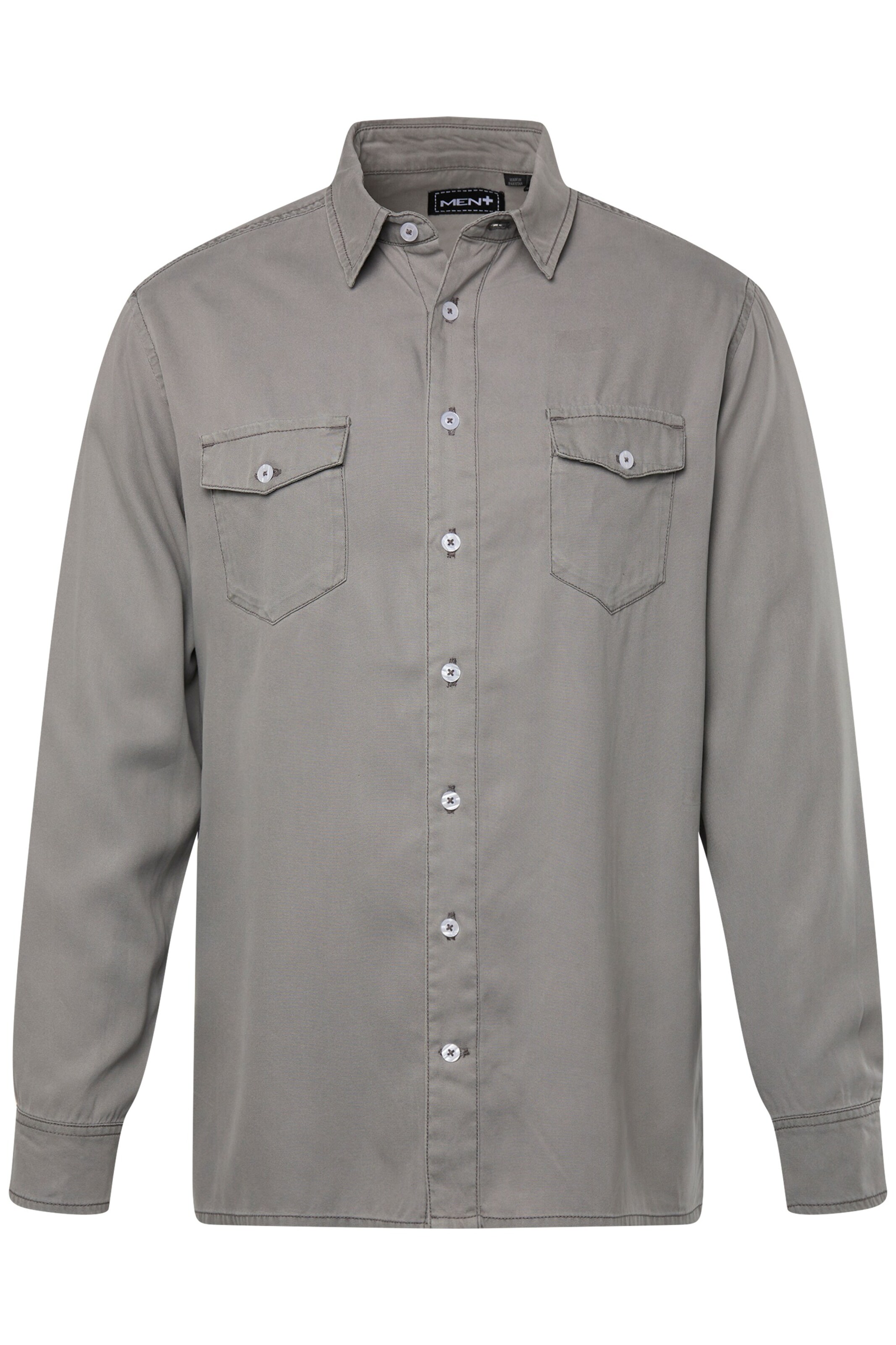 Men Plus Overhemd in Grijs: voorkant