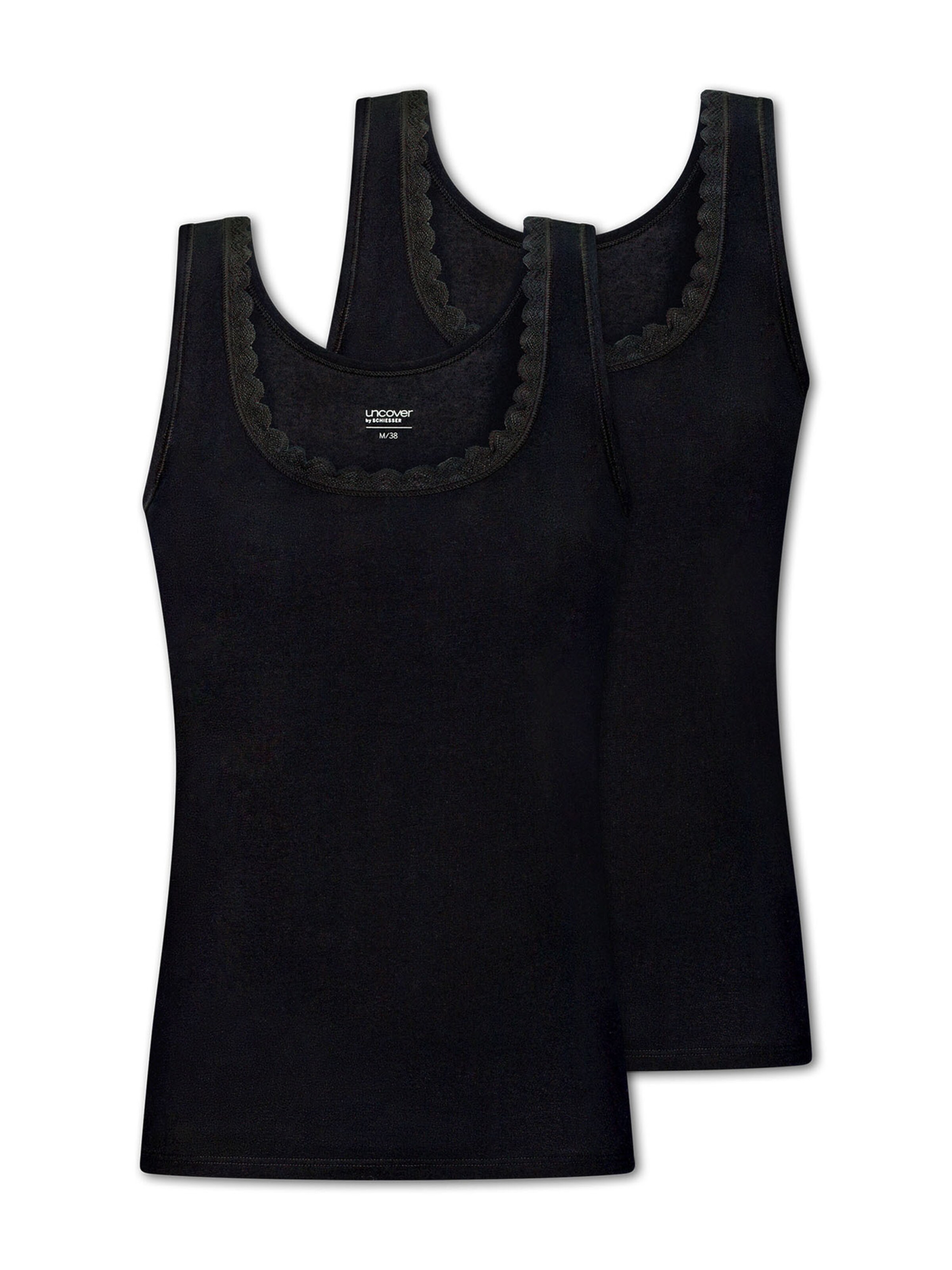 Maillot de corps ' Cotton Lace ' uncover by SCHIESSER en noir : devant