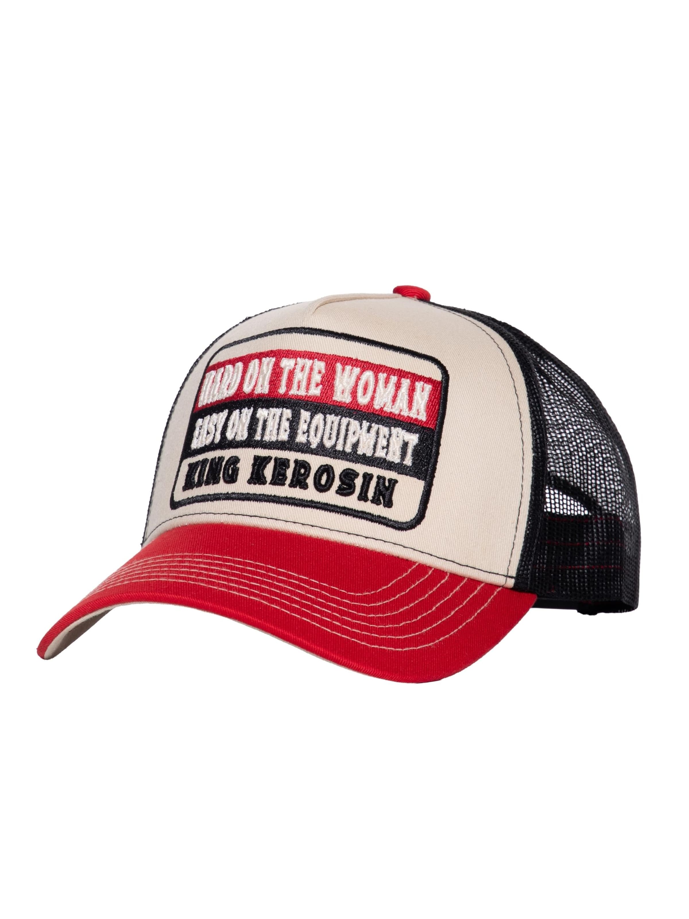 King Kerosin Cap 'Hard on the woman' in Beige: front
