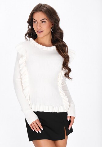 Pull-over faina en blanc : devant