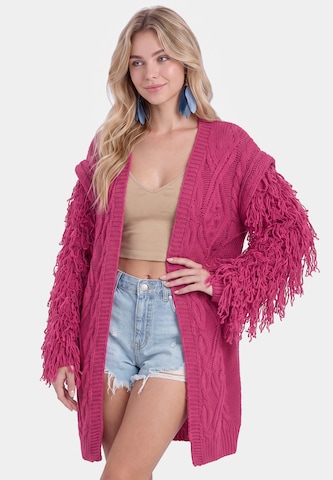 IZIA Gebreid vest in Roze: voorkant