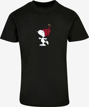 Merchcode Shirt 'Peanuts Snoopy With Knitted Hat' in Zwart: voorkant