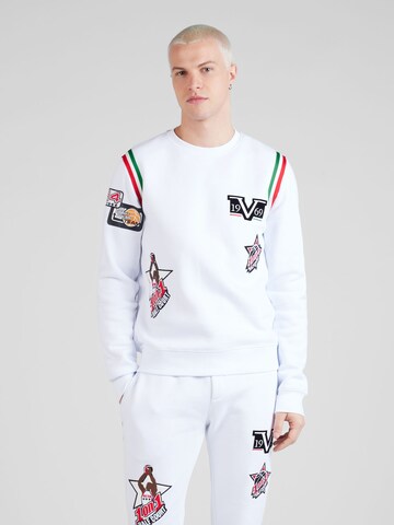 19V69 ITALIA Sweatshirt 'Bruno' i vit: framsida