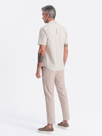 Ombre Comfort fit Button Up Shirt 'OM-SHSS-0168' in Beige
