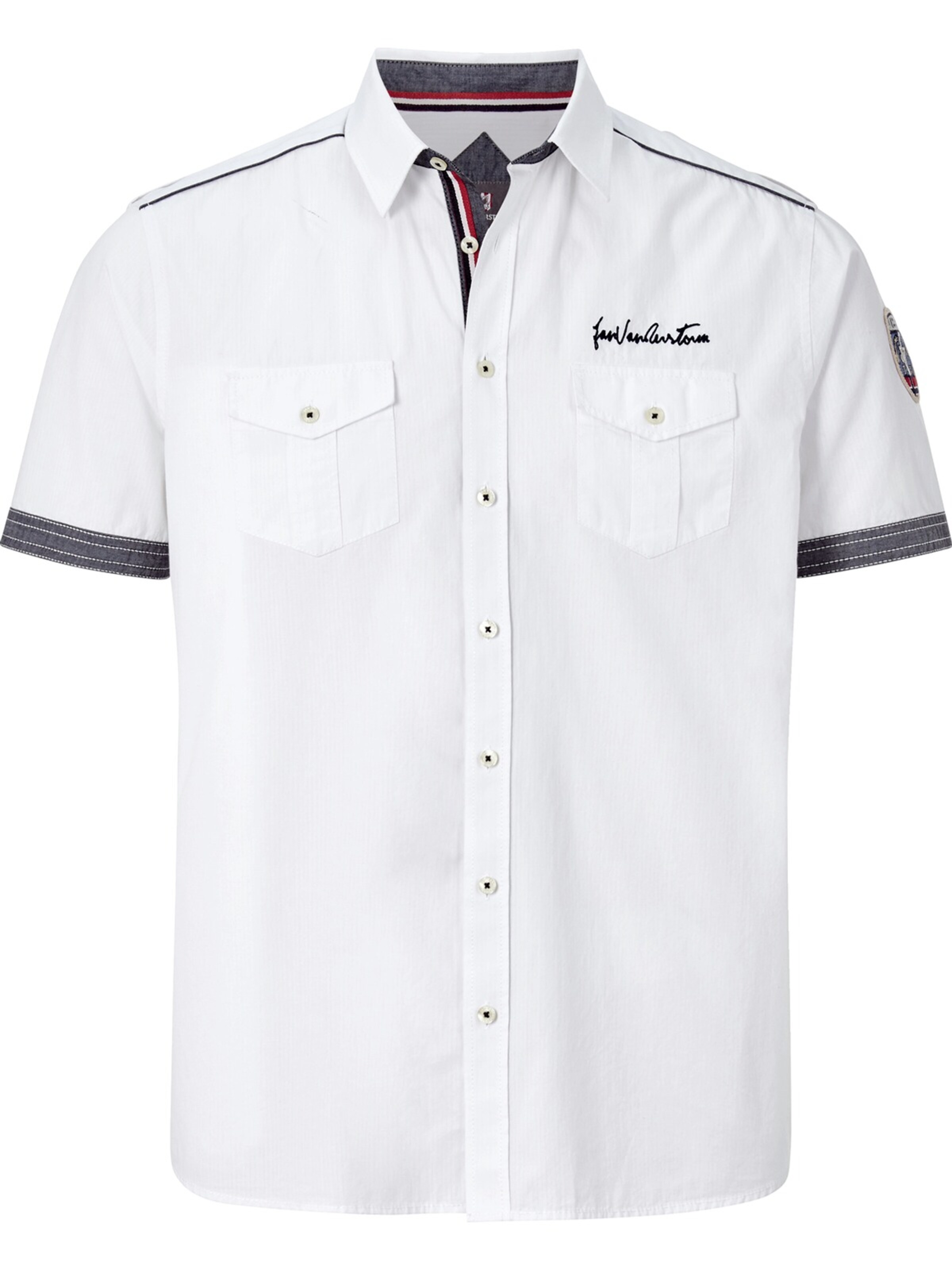 Jan Vanderstorm Comfort Fit Kurzarmhemd ' Skirnir ' in Weiß: Vorderseite