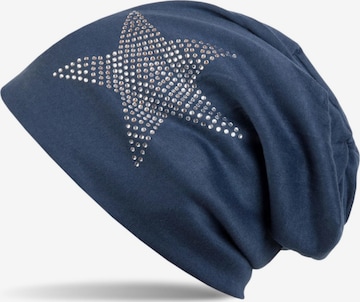 styleBREAKER Mütze 'Warme Beanie Mütze mit Strass Stern' in Blau: Vorderseite