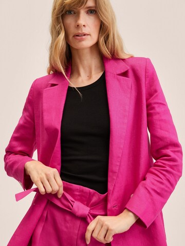 MANGO Normální Kalhoty se sklady v pase – pink