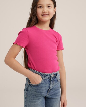 T-Shirt WE Fashion en rose : devant