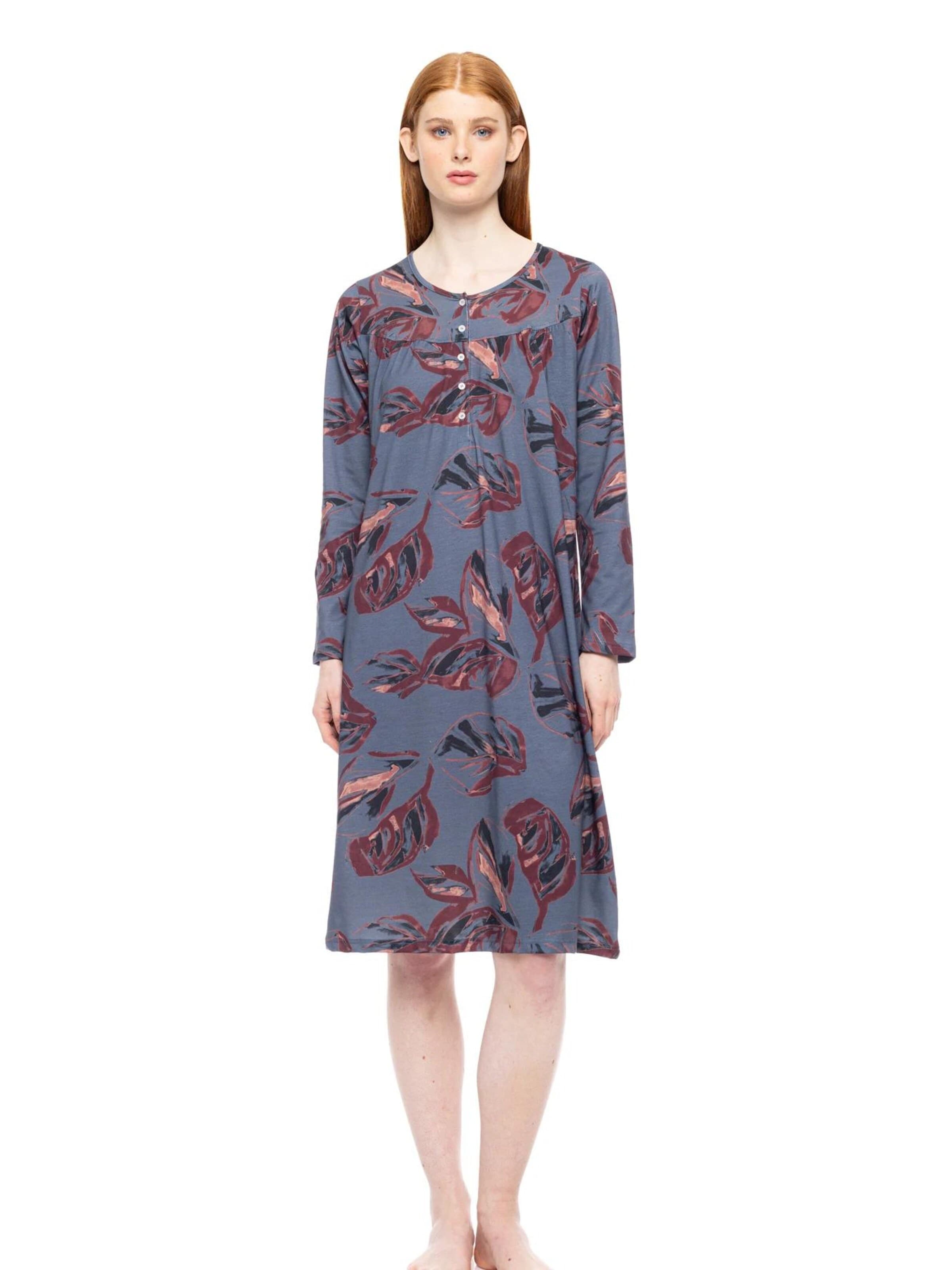 Pink Label Νυχτικιά 'NIGHTGOWN CLASSIC WINTER BLOOM' σε μπλε: μπροστά