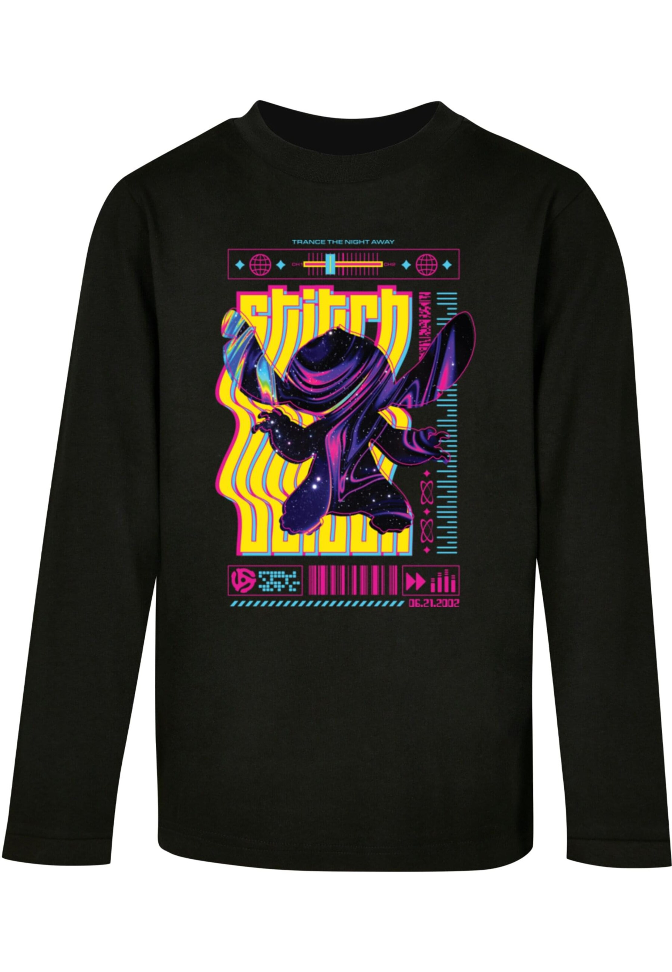 ABSOLUTE CULT Shirt 'Lilo and Stitch - Techno Stitch' in Schwarz: Vorderseite