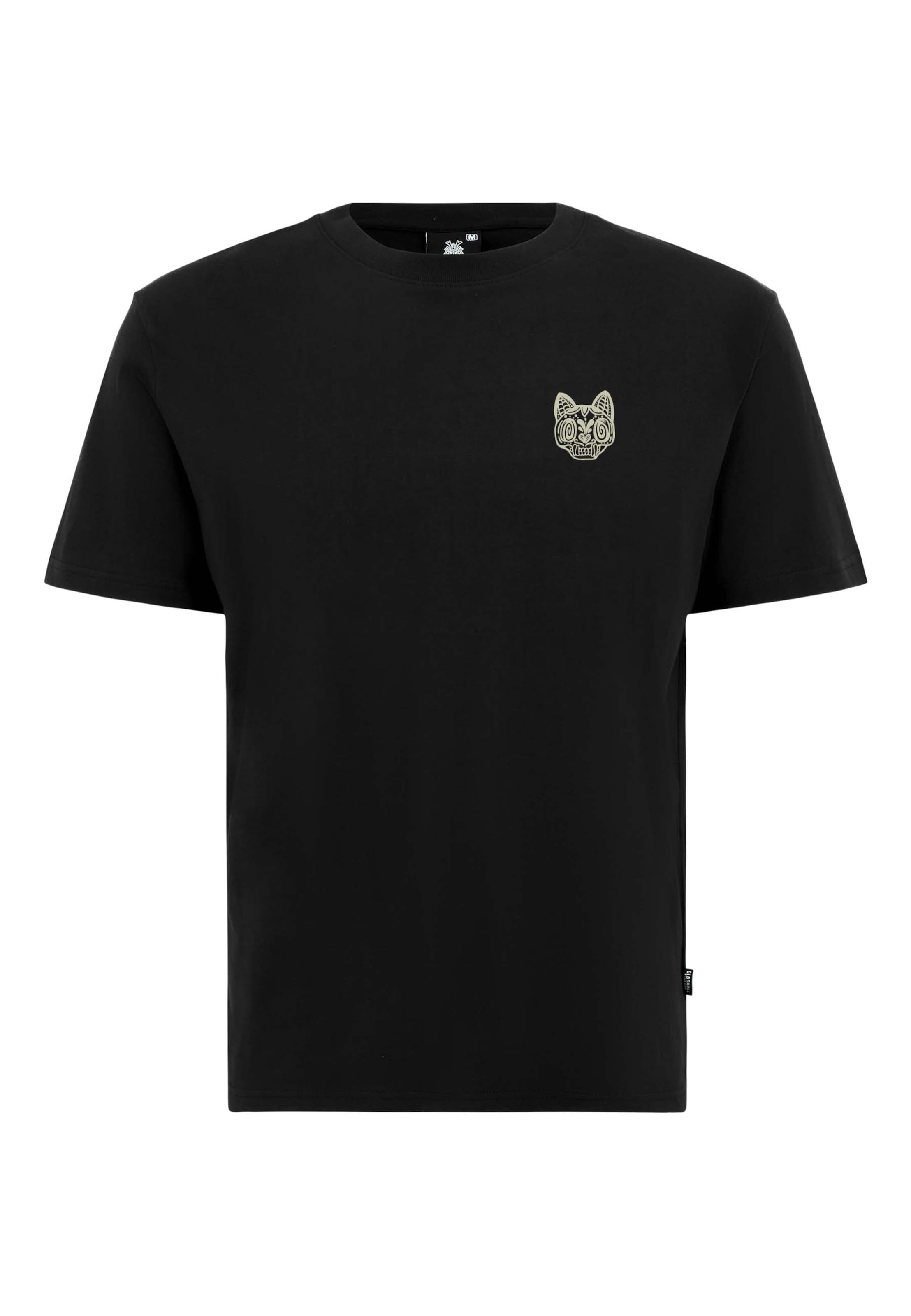 Oldskull T-Shirt 'ASIAN REBEL CAT KANJI GRAPHIC' in Schwarz: Vorderseite