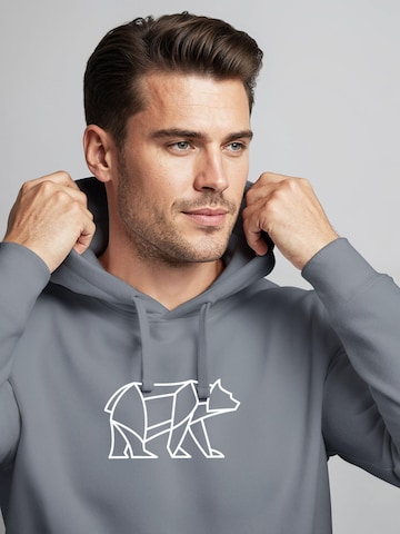 Neverless Sweatshirt 'Bär Lineart Polygon' in Grey