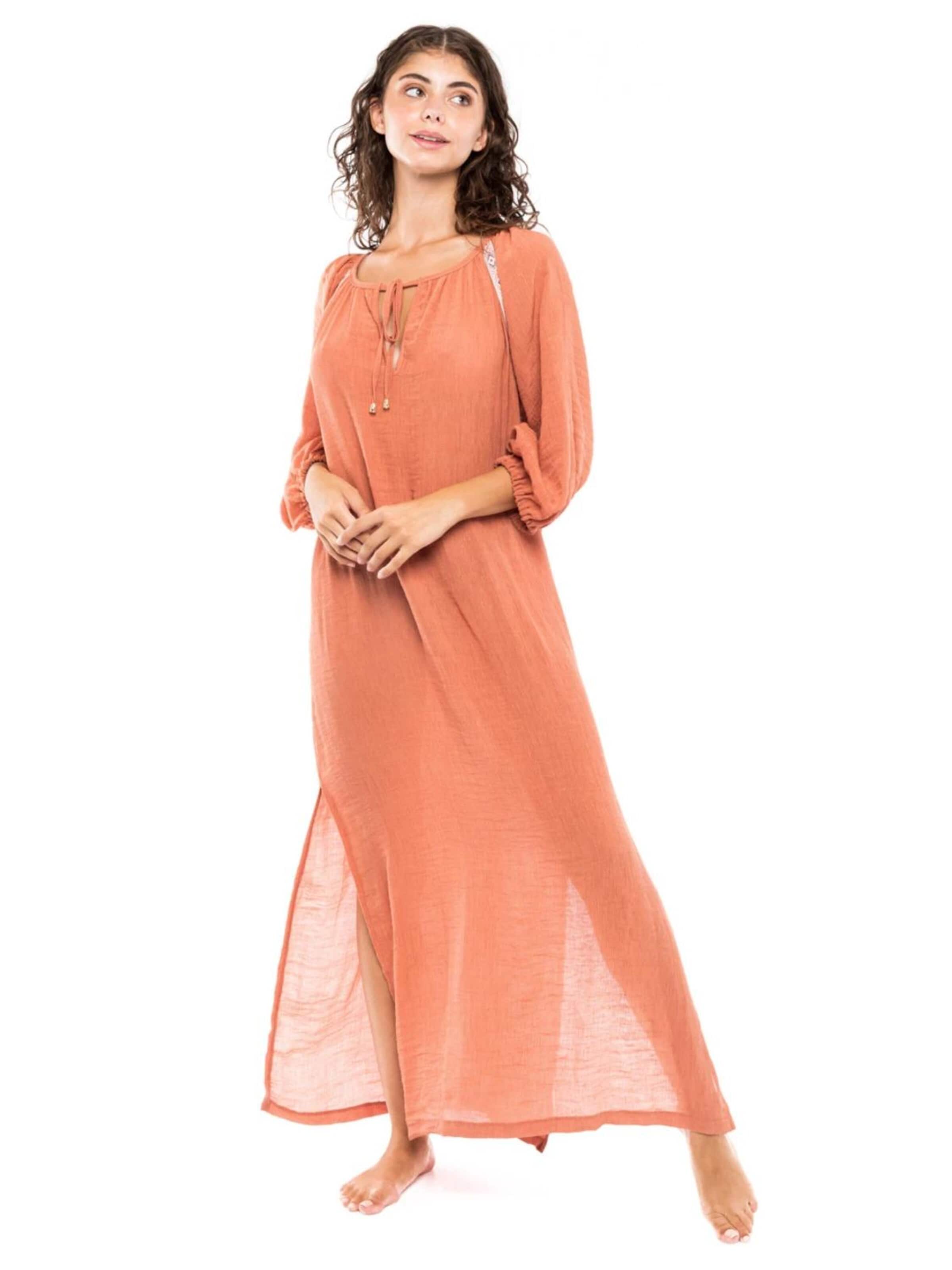 Pink Label Zomerjurk 'BEACHWEAR CREPE BOHO' in Bruin