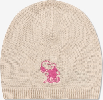 CODELLO Strickmütze Beanie Snoopy-Stickerei in Beige: Vorderseite