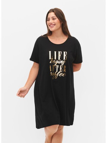 Zizzi - Camisola de pijama 'Mally' em preto: frente