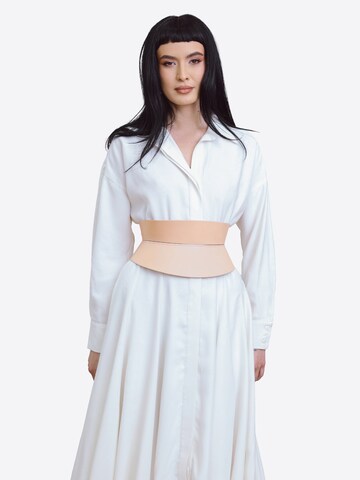 Ceinture 'Rounded Hourglass Corset Belt' Haute Cuir en beige : devant