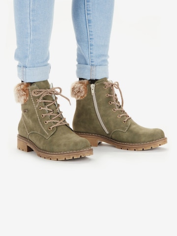 Rieker Lace-Up Ankle Boots in Green