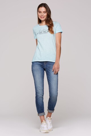Soccx T-Shirt im Used Look mit Label Prints in Blau