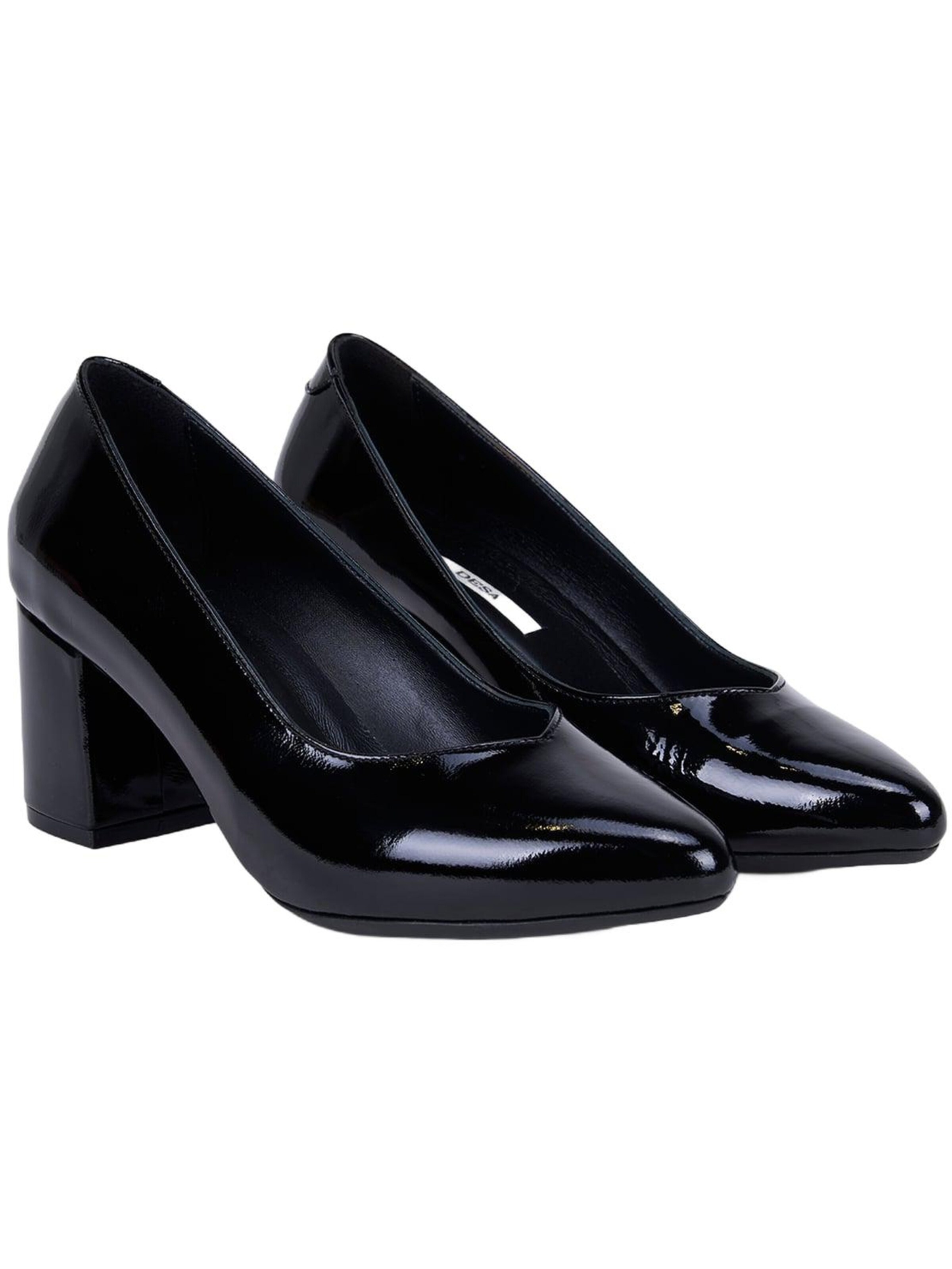 Desa - Zapatos destalonado 'DESA Damen-Pumps aus Lackleder mit Blockabsatz' en negro: frente