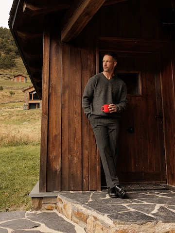 DAN FOX APPAREL Normální Kalhoty s puky 'Eduard' – šedá