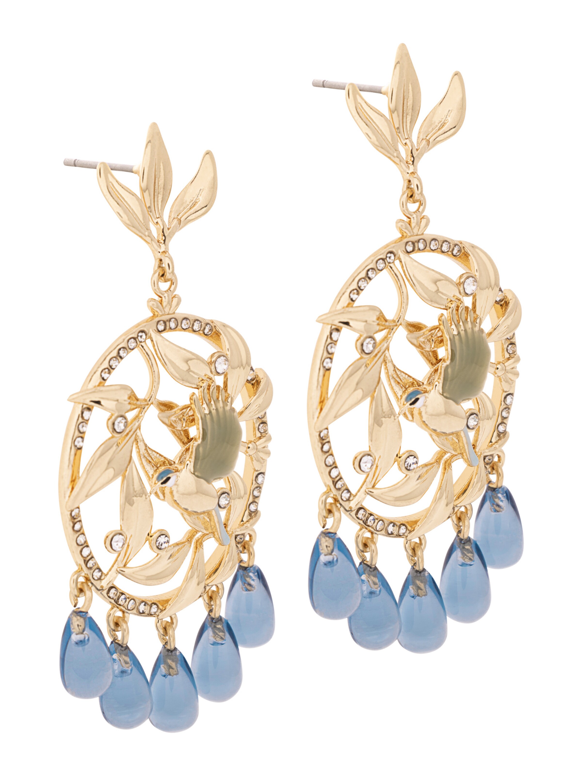 A&C Oslo – Nordic Design Jewellery Oorbellen 'Blue Tit' in Goud: voorkant