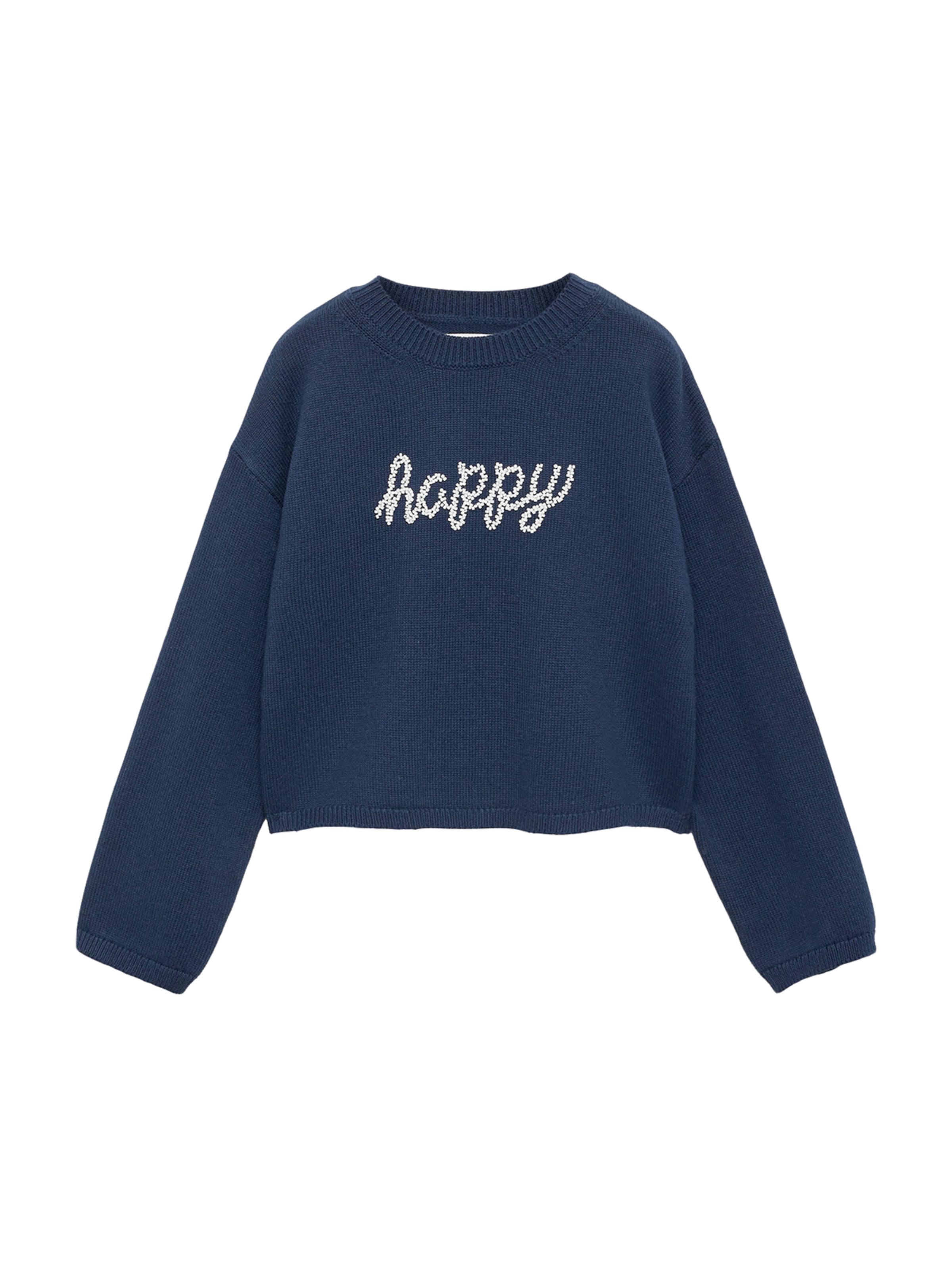 MANGO KIDS Pullover 'HAPPY' in Blau: Vorderseite