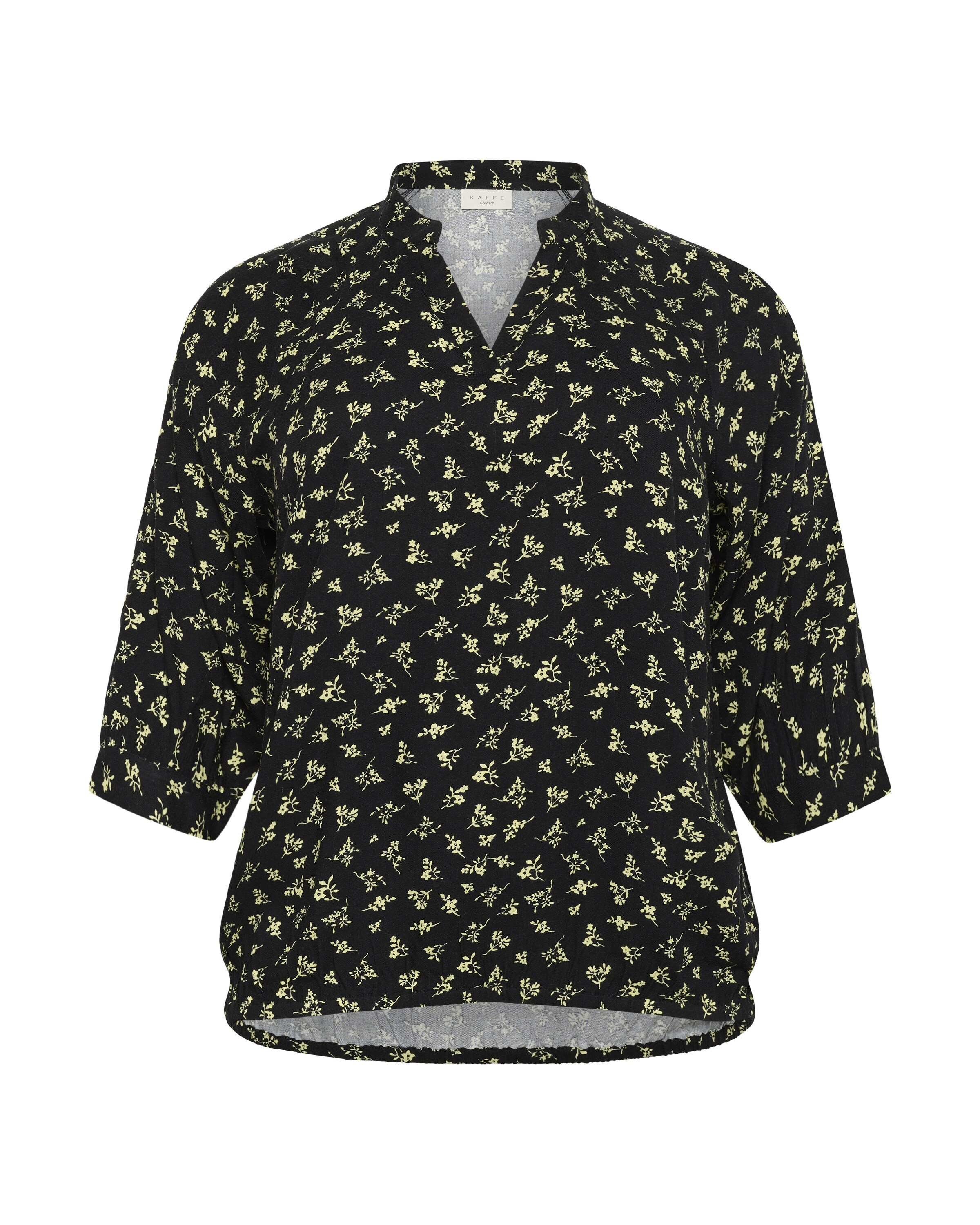KAFFE CURVE Blouse 'Emina Maja' in Zwart: voorkant