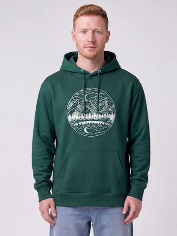 Sweat-shirt ' Mountains by night ' Watapparel en vert : devant