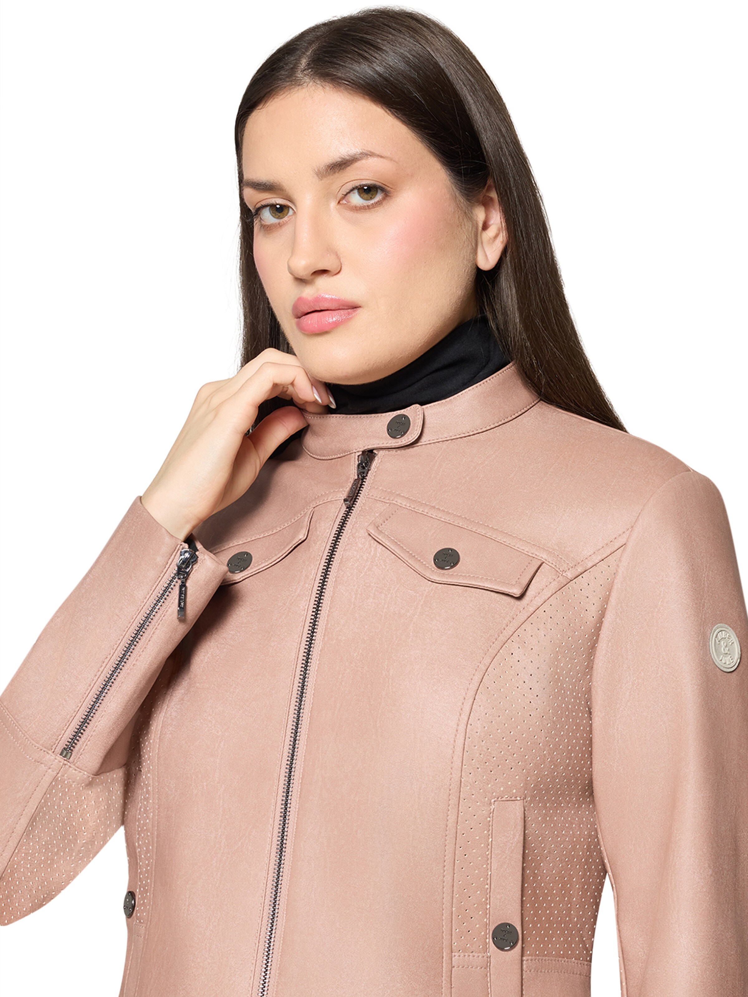 Amber & June Φθινοπωρινό και ανοιξιάτικο μπουφάν σε ροζ