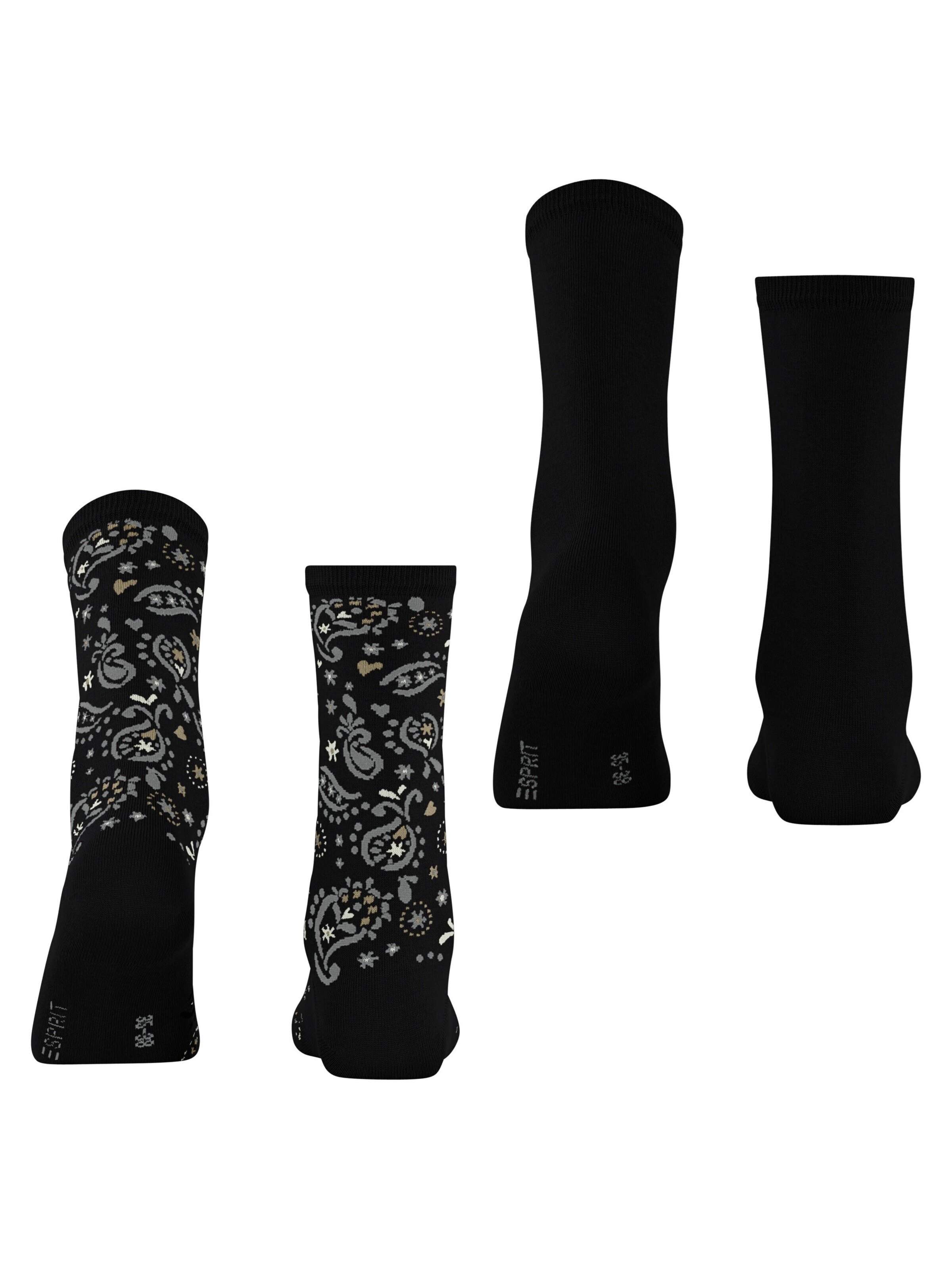 ESPRIT Socken 'Soft Paiyley 2-Pack'‌‌‌ in Schwarz