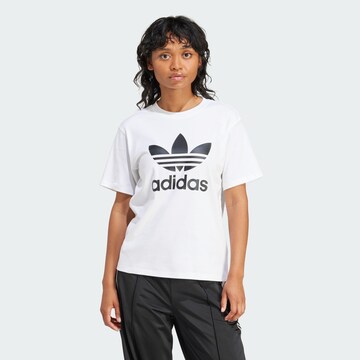 balts ADIDAS ORIGINALS T-Krekls 'Trefoil': no priekšpuses