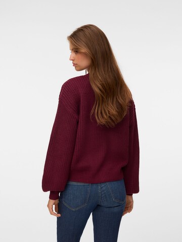 VERO MODA Knit Cardigan 'VMLEA' in Red