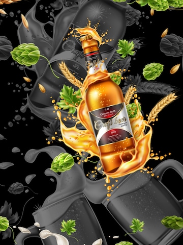 Hawaiihemdshop.de Regularny krój Koszula 'Hawaiihemd "Hawaiian Beer"' w kolorze czarny