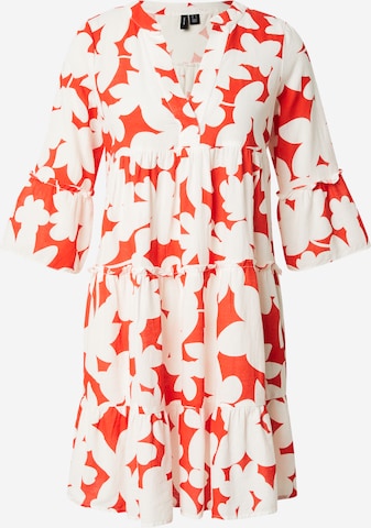 VERO MODA - Vestido camisero en rojo: frente
