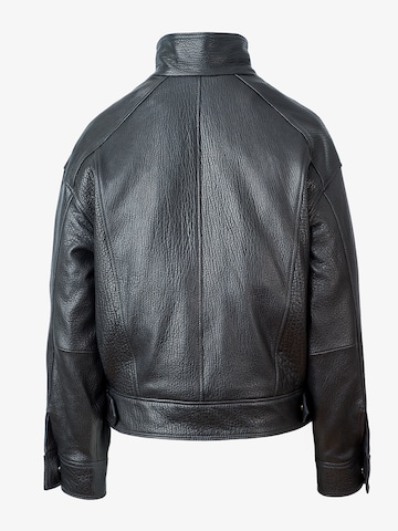 A&A Vesa Übergangsjacke 'Natural Leather Jacket with High Collar'‌‌‌‌‌‌ in Schwarz