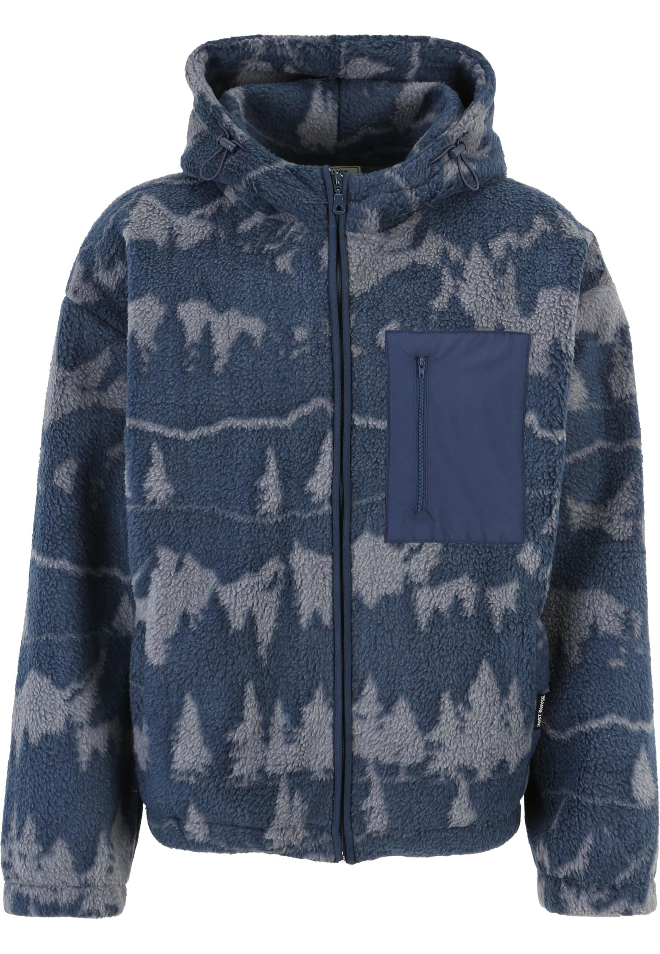 Just Rhyse Fleece jacket 'Snow' in Blue: front