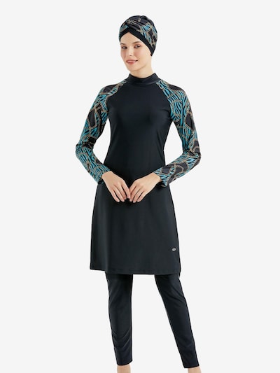 C&City Hijab Badeanzug in hellblau / cappuccino / schwarz, Produktansicht