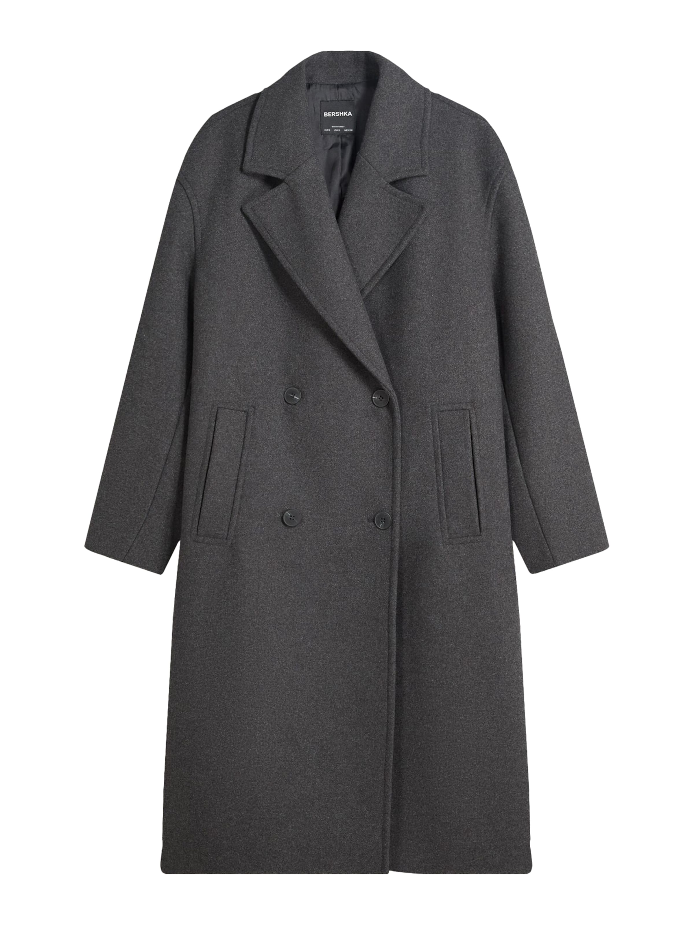 Palton de primăvară-toamnă de la Bershka pe gri: față