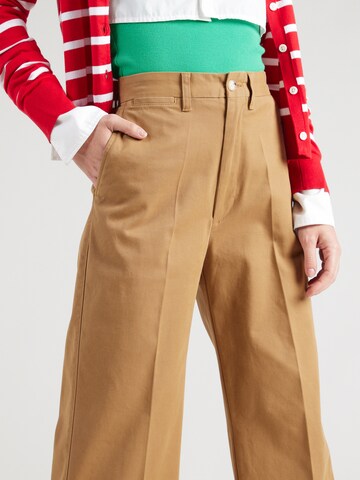 Wide leg Pantaloni cu dungă de la Polo Ralph Lauren pe verde