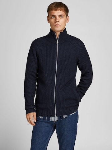 JACK & JONES Knit Cardigan 'Annel' in Blue: front