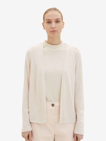 TOM TAILOR Regular Knit Cardigan in Beige: front