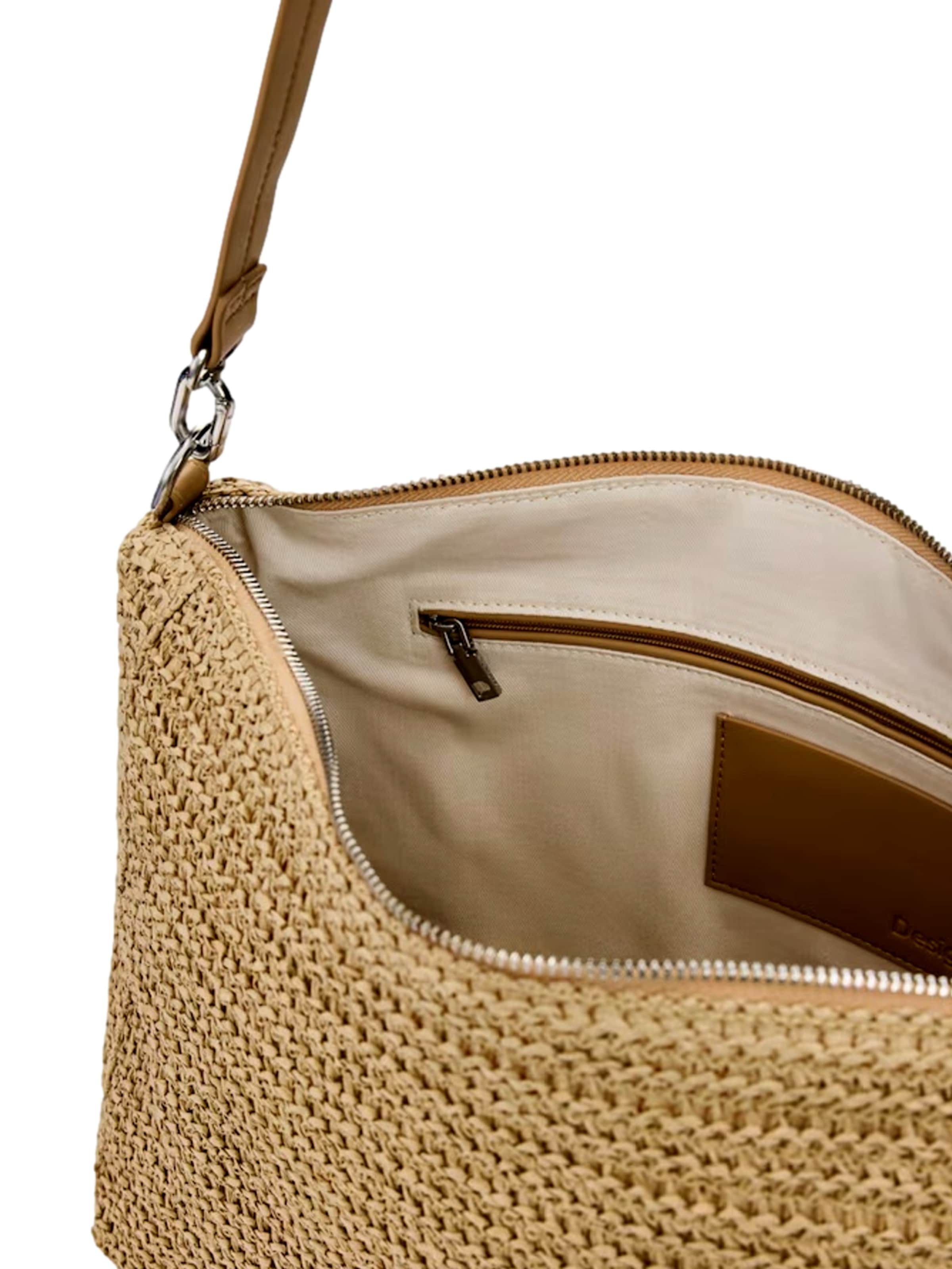 Desigual Håndtaske 'Half Logo Raffia' i beige