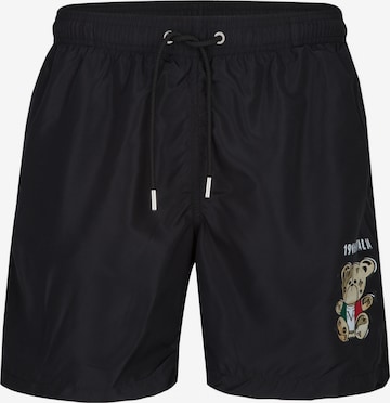 19V69 ITALIA Zwemshorts 'Siro Italian Teddy' in Zwart: voorkant