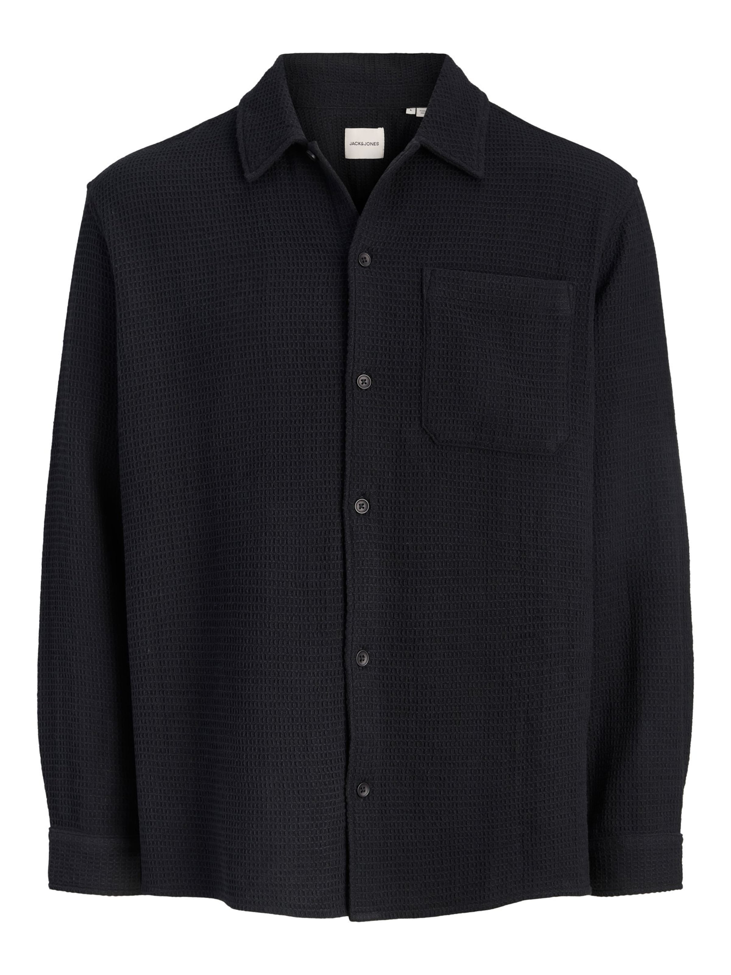 JACK & JONES Comfort fit Button Up Shirt in Black: front