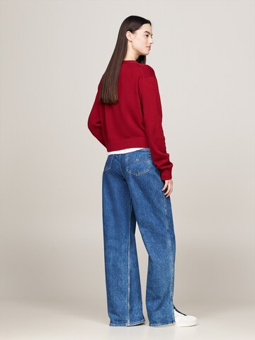 Tommy Jeans Gebreid vest 'ESSENTIAL' in Rood