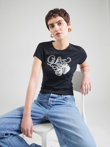 T-shirt 'STRAWBERRY' GUESS en noir : devant