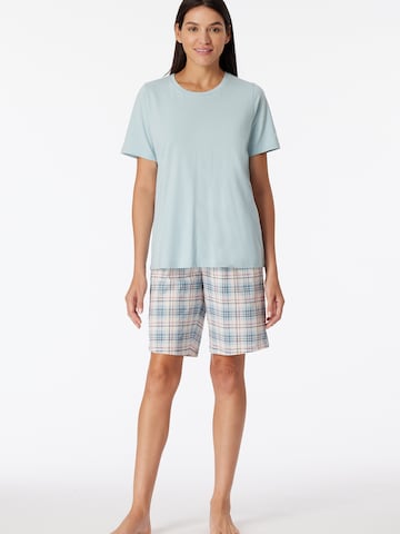 SCHIESSER Short Pajama Set 'Comfort Essentials' in Blue: front